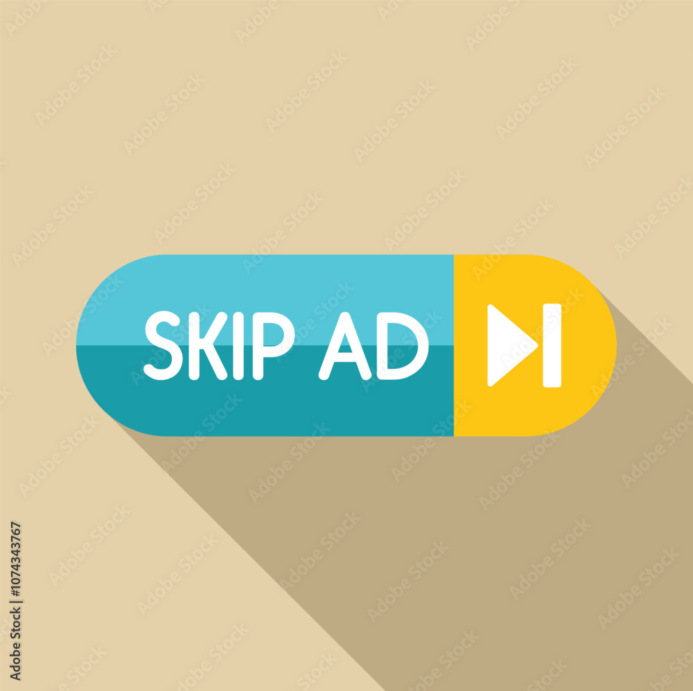 Poster skip ad button allowing users to avoid online advertisement and proceed to desired content