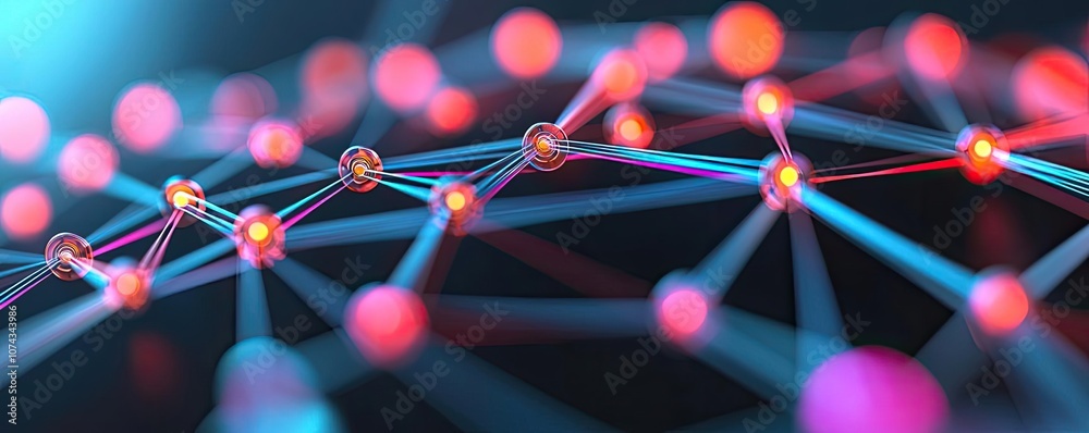 Poster Abstract representation of a molecular network with vibrant lights.