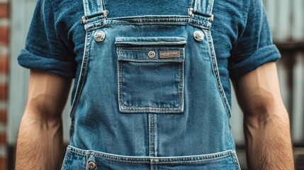 Close-up of Denim Overalls