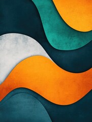 Orange and Green Waves Abstract Art