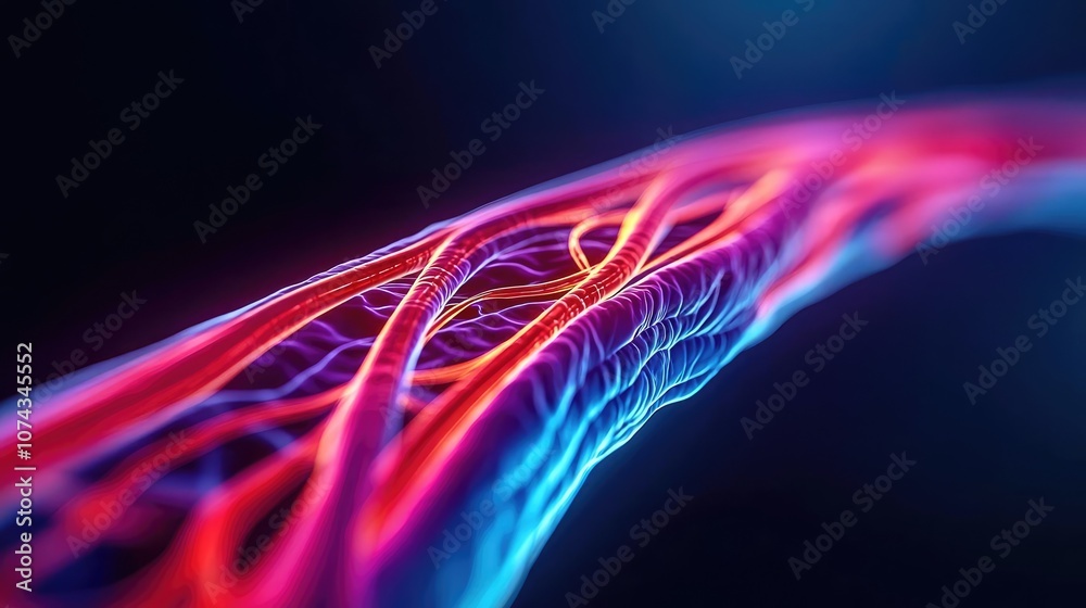 Poster abstract colorful representation of neural pathways, vibrant details.