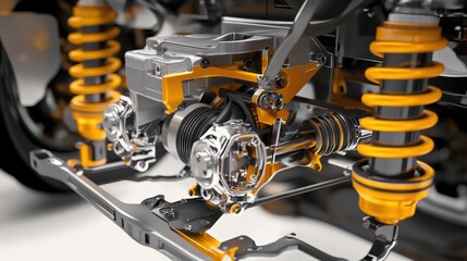 Fototapeta premium Detailed Close-Up of Car Suspension System Components