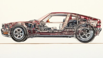 Detailed Cross Section of Car Chassis for Analysis