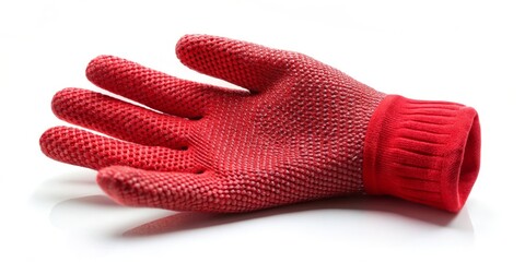 Isolated Red Gardening Glove on White Background - Perfect for Gardening, DIY Projects, and Home Improvement, Ideal for Stock Images and Creative Uses