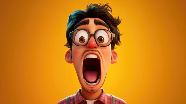 Astonished young man in casual attire with wide open mouth and surprised expression conveying joy and disbelief