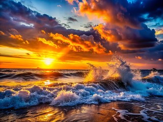 Majestic Waves of the Ocean: Silhouette of a Large Body of Water Perfect for Various Ocean-Themed Designs and Aesthetic Projects