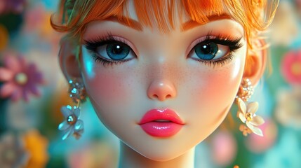 Attractive stylish girl with glamorous makeup showcasing beauty trends portrait photography