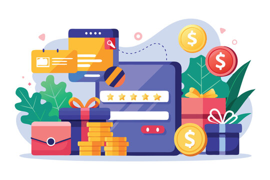 This colorful graphic illustrates how users can earn cashback by using credit cards for payments, Get cashback when you pay with a credit card while shopping online.