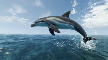 Playful Dolphin Leaping from Ocean Waves