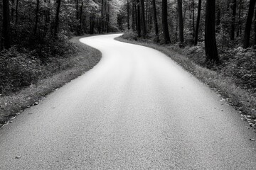 A winding road in the middle of a forest
