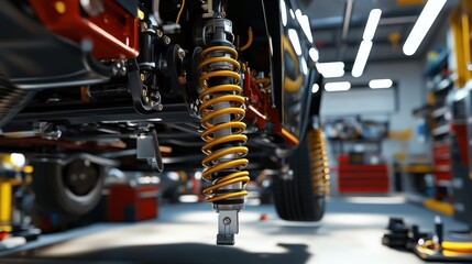 Fototapeta premium Car Suspension System Setup in Underbody Display