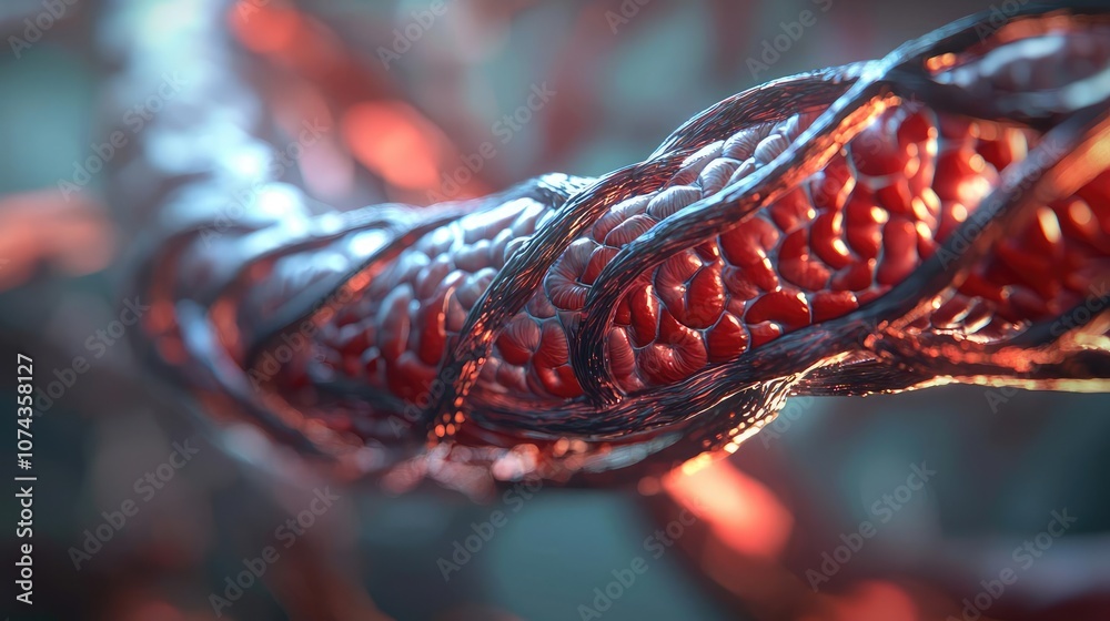 Poster close-up view of intricate organic structures with vivid colors.