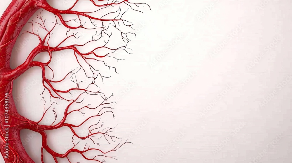 Poster red tree structure on a white isolated background, abstract biological concept.