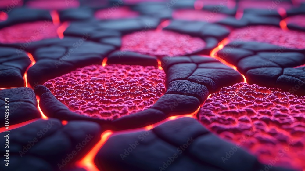 Poster lava texture with glowing cracks and vibrant colors, captivating geological features.