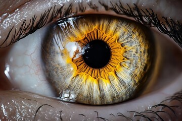 A close up of a person's brown eye