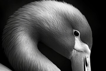 Fototapeta premium A black and white photo of a swan's head