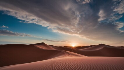Naklejka premium Desert landscape at sunrise