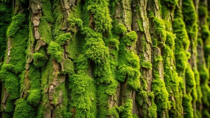 Green bark background covered in moss, bark, green, texture, nature, close up, details, forest, tree, rough, outdoors