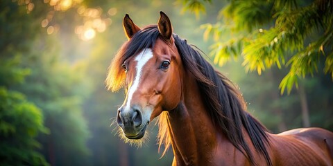 Fototapeta premium Majestic Portrait of a Horse in Natural Setting with Rule of Thirds