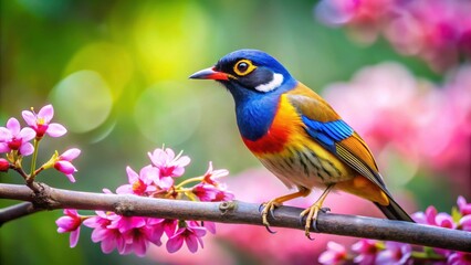 Beautiful Macau Bird perched on a tree branch , wildlife, colorful, exotic, vibrant, nature, perched, feathers, beak
