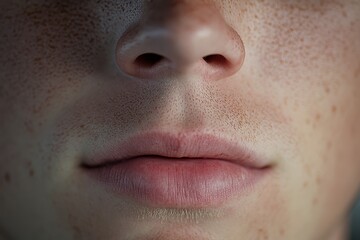 Fototapeta premium A close up of a man's face with freckles