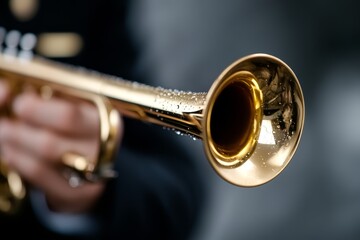 Fototapeta premium A close up of a person playing a trumpet