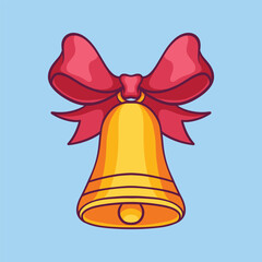 Christmas bells with red ribbon hand drawn illustration