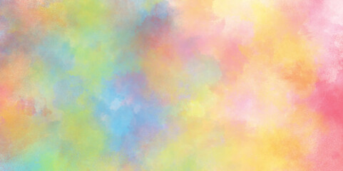 Pastel colors wet effect hand drawn soft watercolor background, soft gradient background with multicolor cloudy stains, multicolor clouds texture watercolor picture painting illustration.