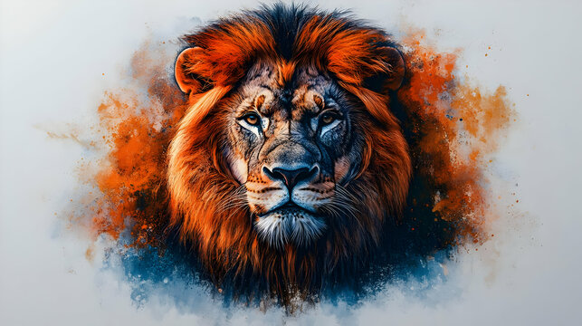 Orange and Blue Lion Illustration