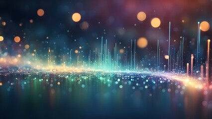 A vibrant abstract representation of sound waves and light, creating a dynamic visual effect.