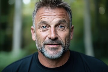 Fototapeta premium A man with a beard and a black shirt