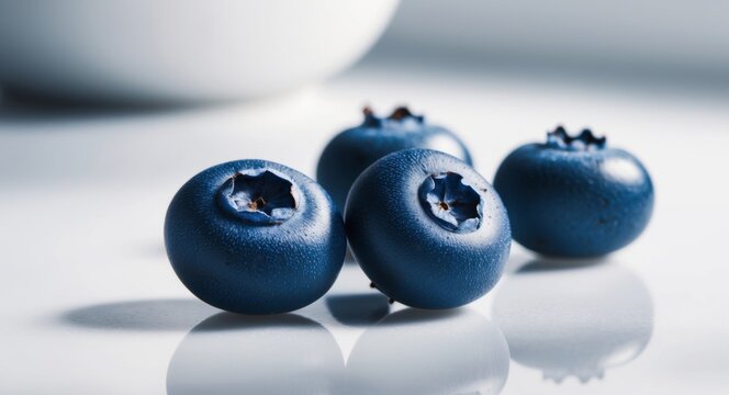 Juicy blueberries with matte skin closeup.