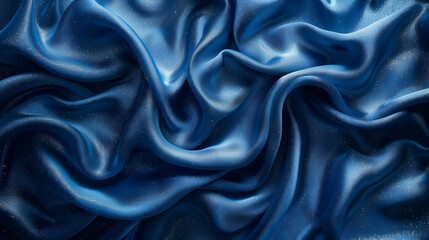 Fototapeta premium Blue Silk Fabric with Gold Glitter Abstract Background