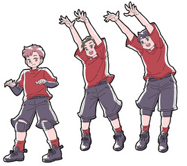 ブロックをする男の子のイラストセット