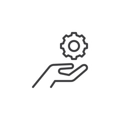 Hand with Gear line icon