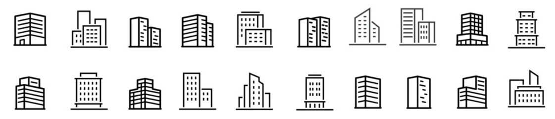 Obraz premium Buildings Line Editable Stroke Icons Set.