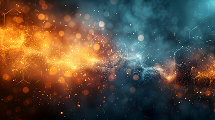 Fototapeta premium Abstract Background with Orange and Blue Glow and Hexagon Pattern