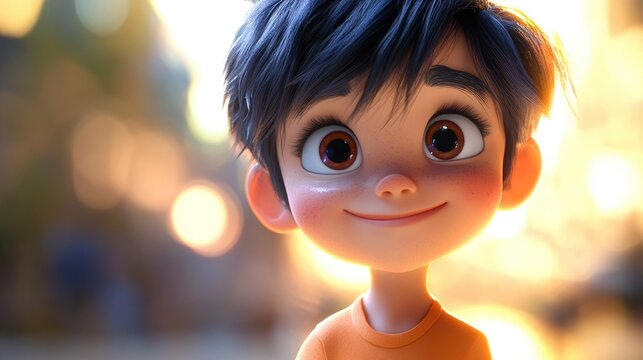 Smiling little boy captured in a close up portrait conveying joy and innocence