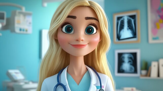 Young blonde doctor delivering a lecture on X ray analysis to interns in a medical office fostering learning in healthcare education