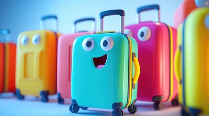 Travel vacation theme featuring stylish luggage on a clean white background perfect for promotional materials or travel blogs