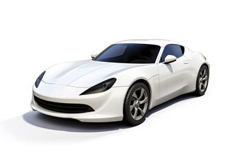 Stylish White Sports Car on White Studio Background