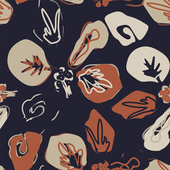 Neutral Colour Abstract Floral Seamless Pattern Design