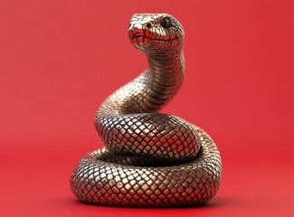 Fototapeta premium A stylized snake in Chinese traditional decor on a holiday background, symbolizes the Chinese New Year