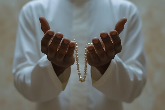  Muslim Man Making Traditional Fatiha Prayer To Allah