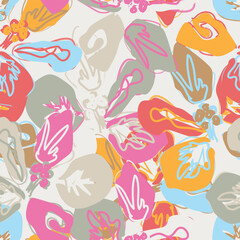 Colourful Abstract Floral Seamless Pattern Design