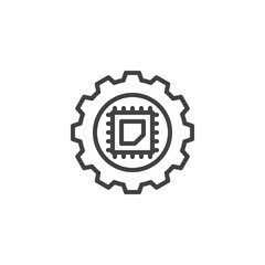 Gear and Computer Chip line icon