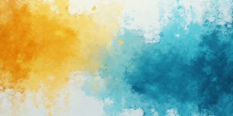 Fototapeta premium Yinmn Blue Cyan Paint Splatters Texture Effect With Vibrant Orange, White, And Teal Splashes Blending Into Each Other To Create A Dynamic Textured Effect