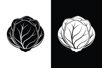 Brussels Sprouts Vector. Clean Black & White Icon Design for Graphics