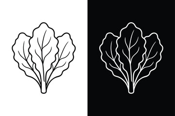 Swiss Chard Vector Icon. Intricate Leaf Line Art for Precision Designs
