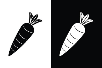 Carrot Vector Icon. Solid Silhouette Illustration for Black & White Designs